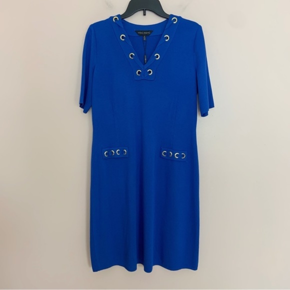 Ming Wang Dresses & Skirts - NWT New Ming Wang Royal Blue Grommet Detail Short Sleeve Knit Dress Size Small
